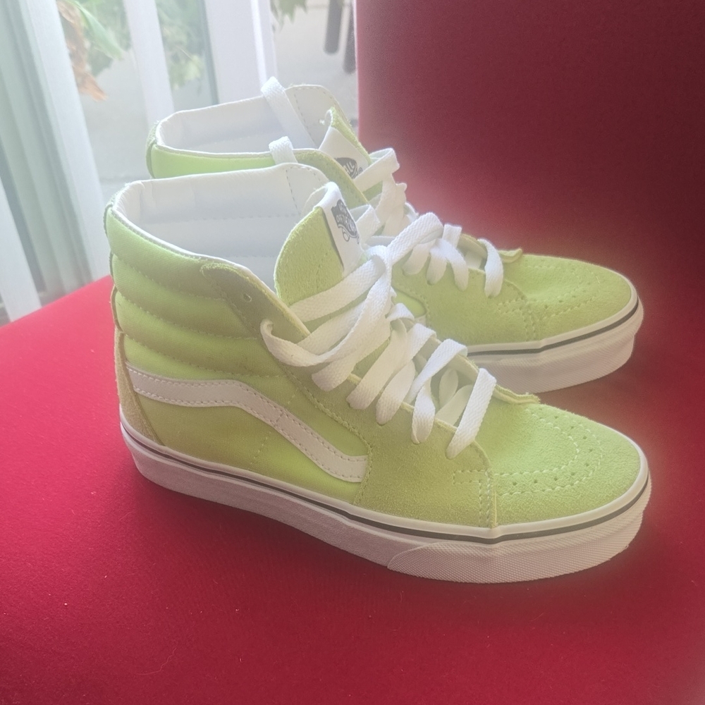 Vans Sk8-Hi Top Skate Shoes Sharp Green-True White Women 5.0 Men 3.5